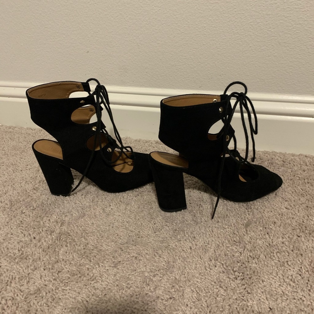 Charlotte Russe lace-up block heel shoes size 8